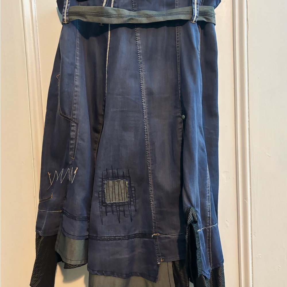 hazel Denim-Look Blue Skirt with Stitch Detailing